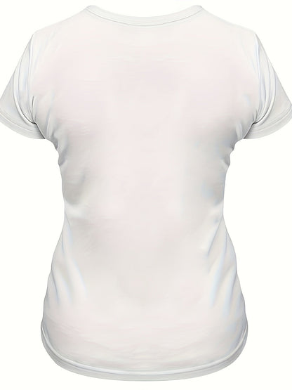 Damen T-Shirt mit Hühnerdruck Rundhalsausschnitt Kurze Ärmel Lässig - Norvielle