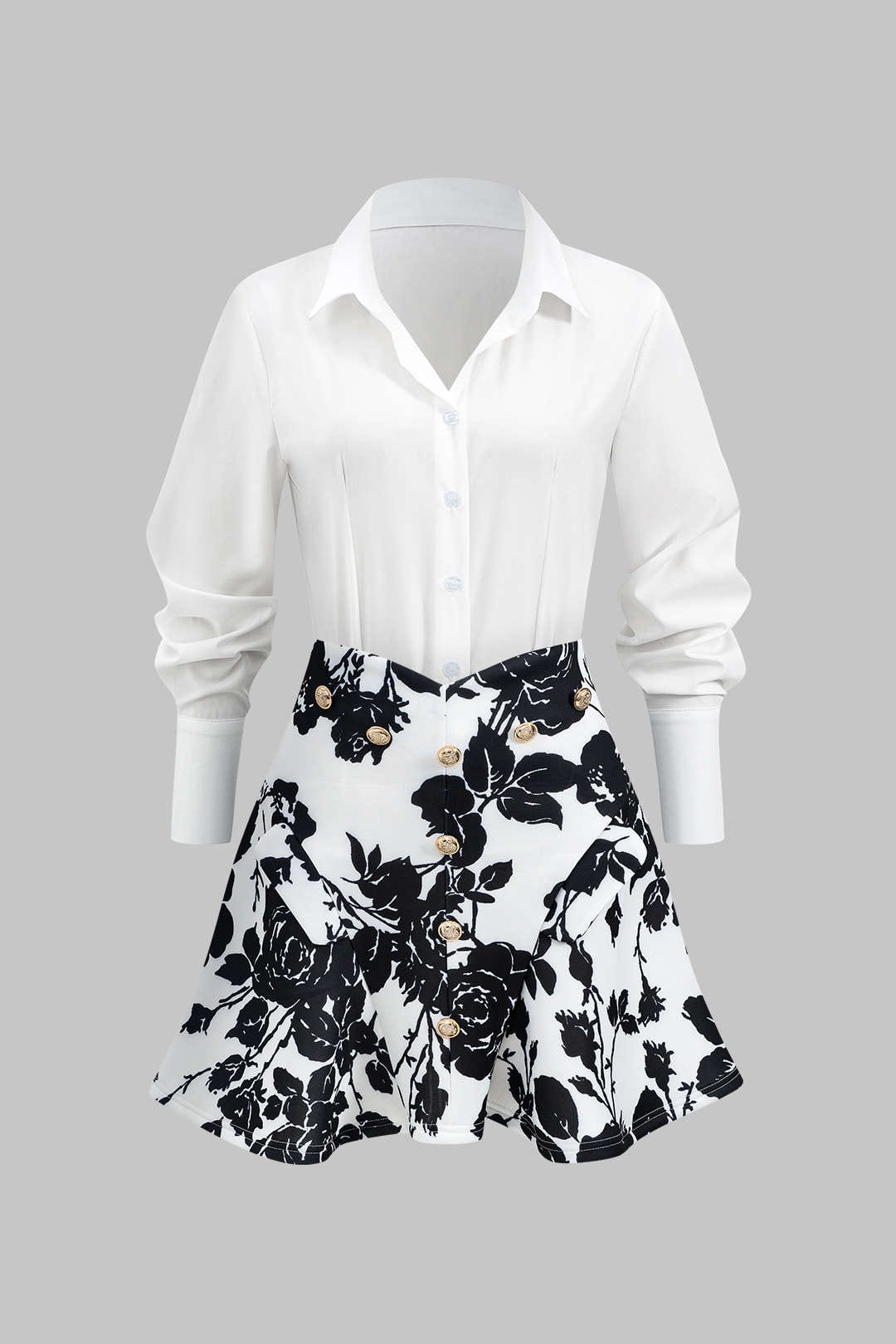 Damen Zweiteiler-Set Bluse Faltenrock Elegantes Design - Norvielle