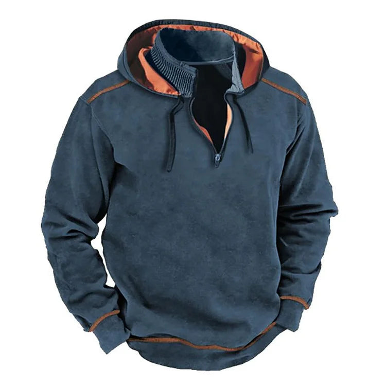 Herren Hoodie Reißverschluss Kragen Relaxed Fit