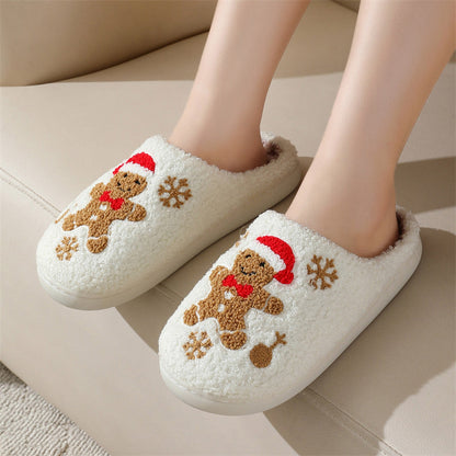 Weihnachtliche Damen Hausschuhe Warmes Plüsch Schneeflocken Design