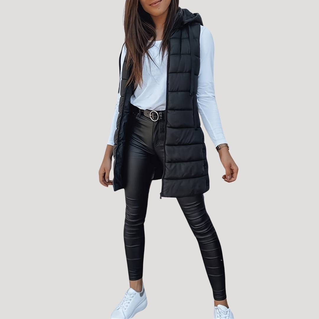 Damen Steppweste Mit Kapuze Winter