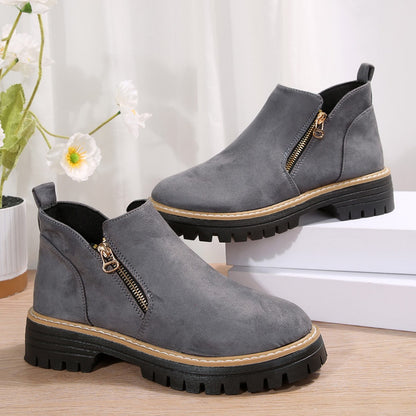 Damen Stiefeletten Reißverschluss Robust