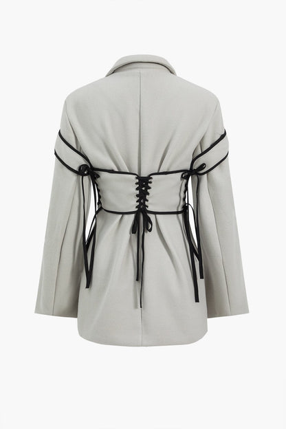 Damen Zweiteiler-Set Blazer Korsett-Schnürung