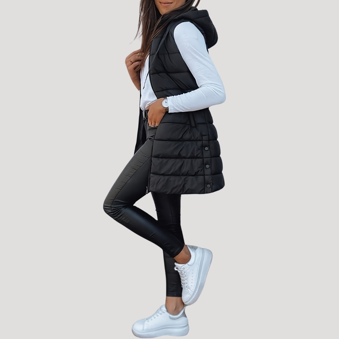 Damen Steppweste Mit Kapuze Winter