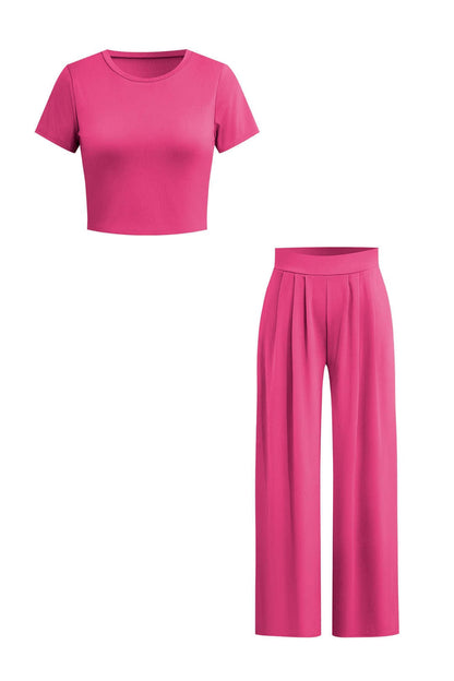 Elegantes Damen Zweiteiler-Set Crop- Palazzo-Hose