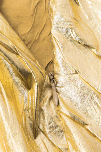 Glänzender Metallic Midirock Damen Crinkle Effekt Elastisch