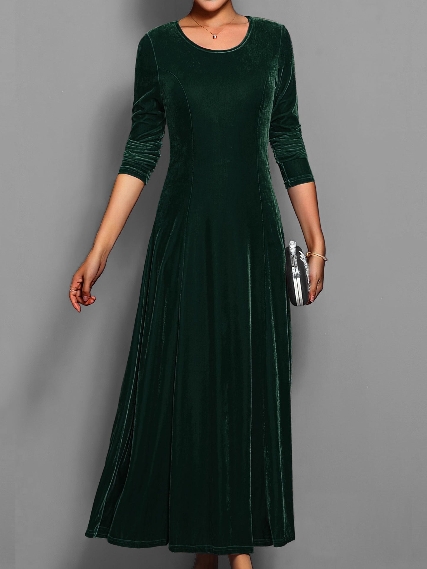 Damen Slim-Fit-Kleid Lang Voller Länge