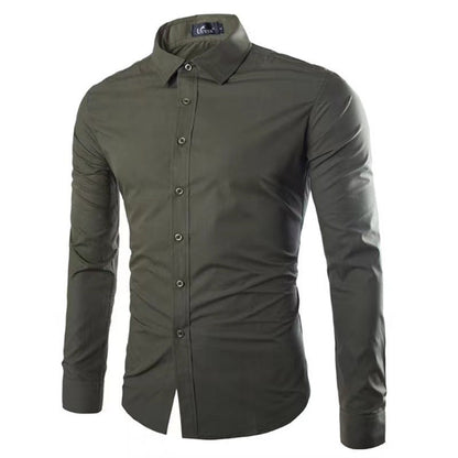 Herren Slim-Fit Hemd Atmungsaktives Bügelfrei