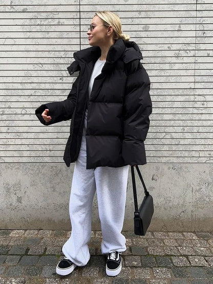 Damen Pufferjacke Oversized mit Stepp-Design und hohem Kragen