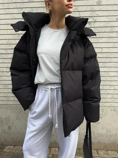 Damen Pufferjacke Oversized mit Stepp-Design und hohem Kragen