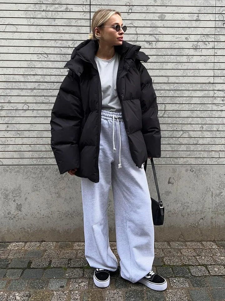 Damen Pufferjacke Oversized mit Stepp-Design und hohem Kragen