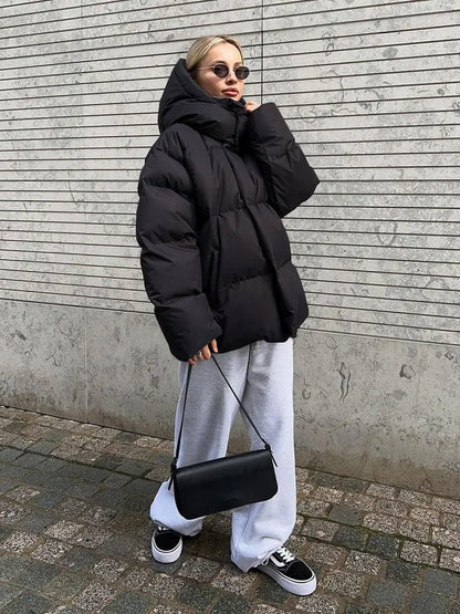 Damen Pufferjacke Oversized mit Stepp-Design und hohem Kragen