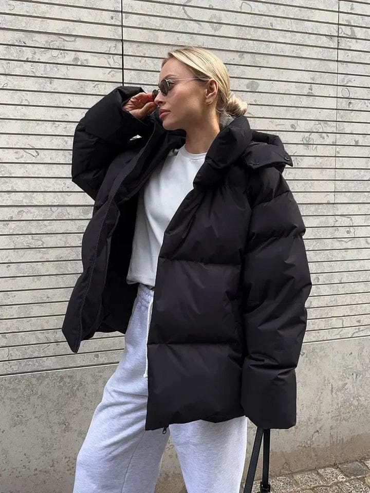 Damen Pufferjacke Oversized mit Stepp-Design und hohem Kragen