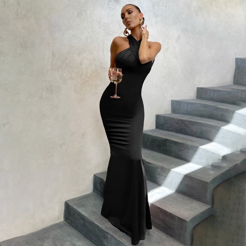 Damen Fishtail Kleid Offener Rücken Enganliegender Schnitt - Norvielle