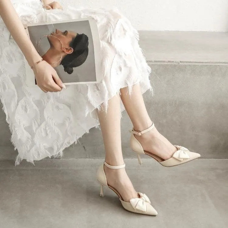 Damen Pumps mit Schleife Spitzenabsatz