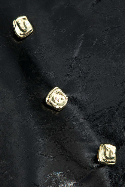 Callista Damen Minirock Lackleder Goldknöpfe