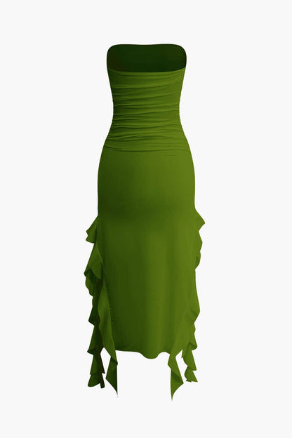 Damen Maxikleid mit Volant-Details Elegantes Bandeau-Design