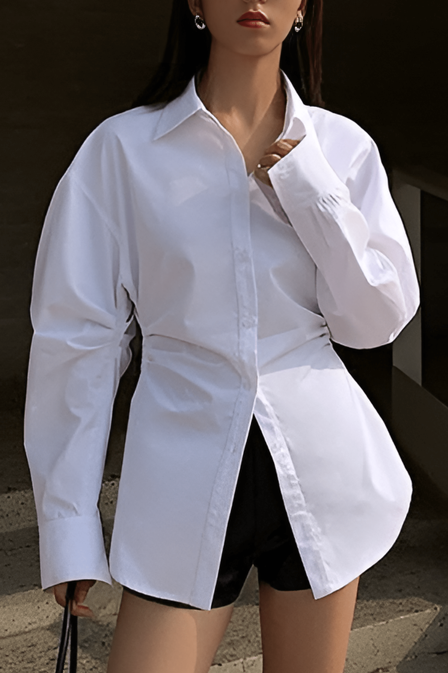 Weißes Damen Oversized-Hemd Klassischer Kragen - Norvielle