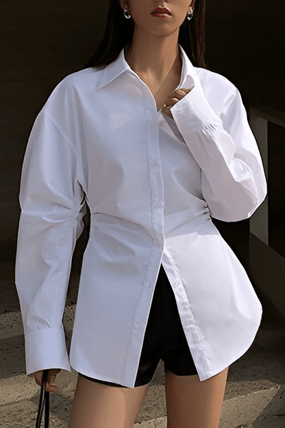 Weißes Damen Oversized-Hemd Klassischer Kragen - Norvielle