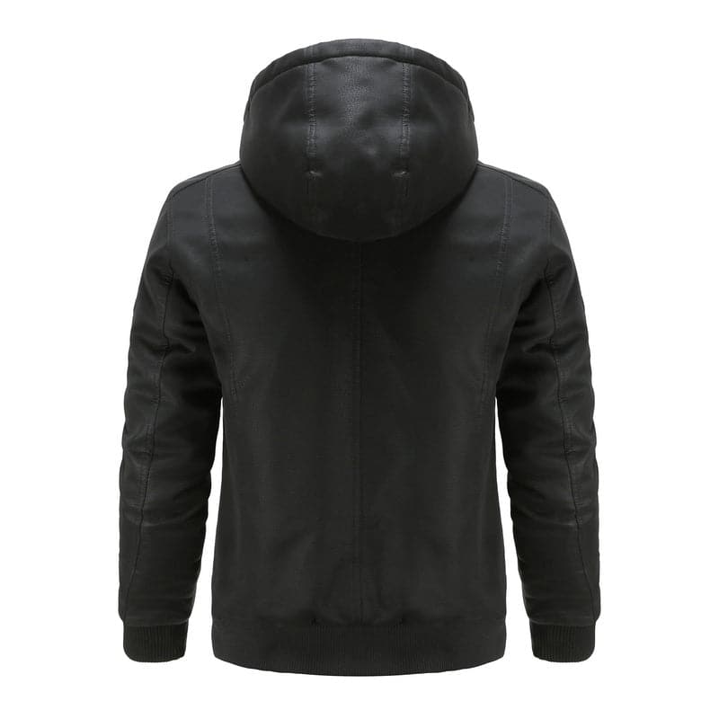Herren Lederlook-Jacke mit Kapuze