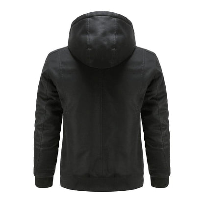 Herren Lederlook-Jacke mit Kapuze