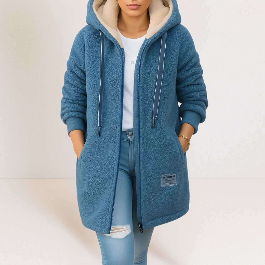 Damen Fleecejacke Mit Kapuze Warm Beige - Norvielle