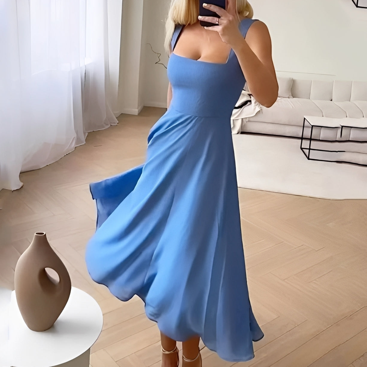 Damen Ärmelloses Sommerkleid Leicht Lässig