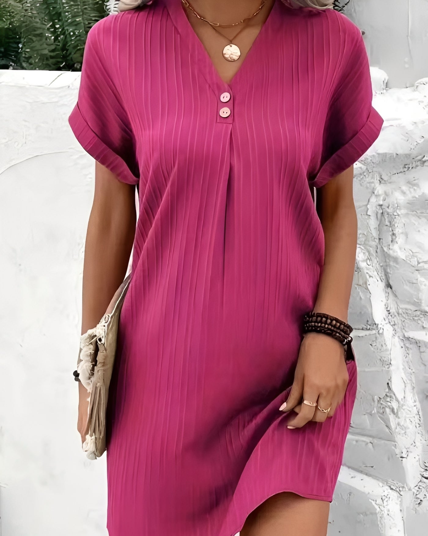 Damen Minikleid V-Ausschnitt Lässig
