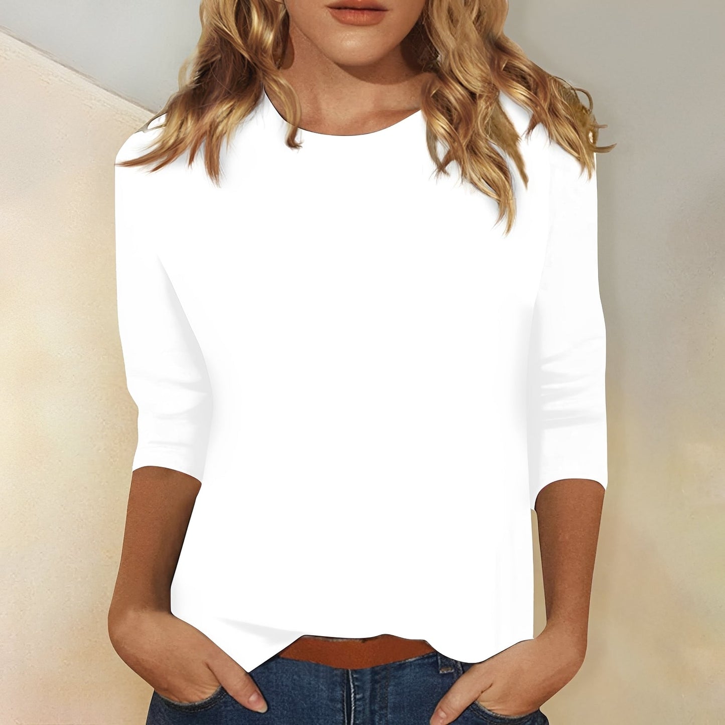 Damen Lässiges Shirt 3/4-Ärmel