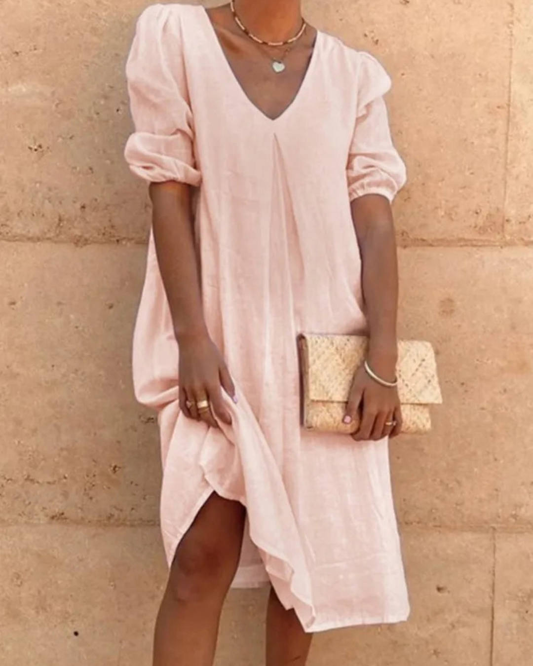 Damen Midi Kleid Luftig Sommerkleid