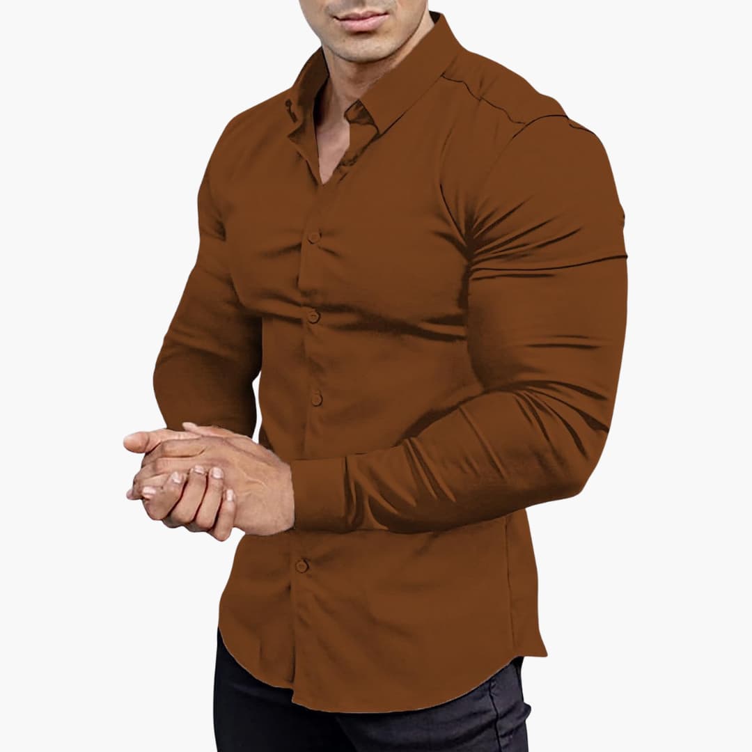 Herren Slim Fit Langarmhemd Klassisch