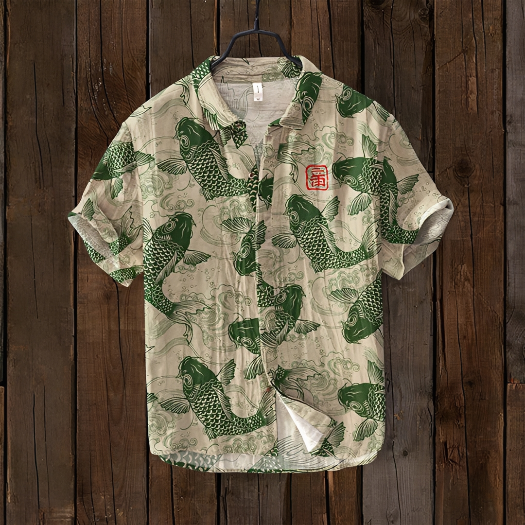 Herren Sommerhemd Vintage-Style Baumwolle Weiß