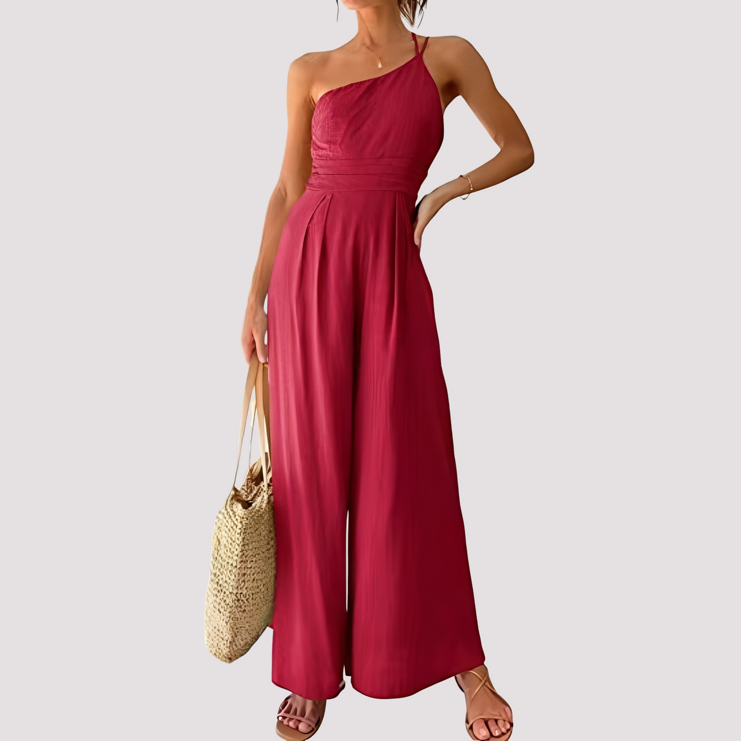Damen Ein-Schulter-Jumpsuit Weites Bein Elegantes Design