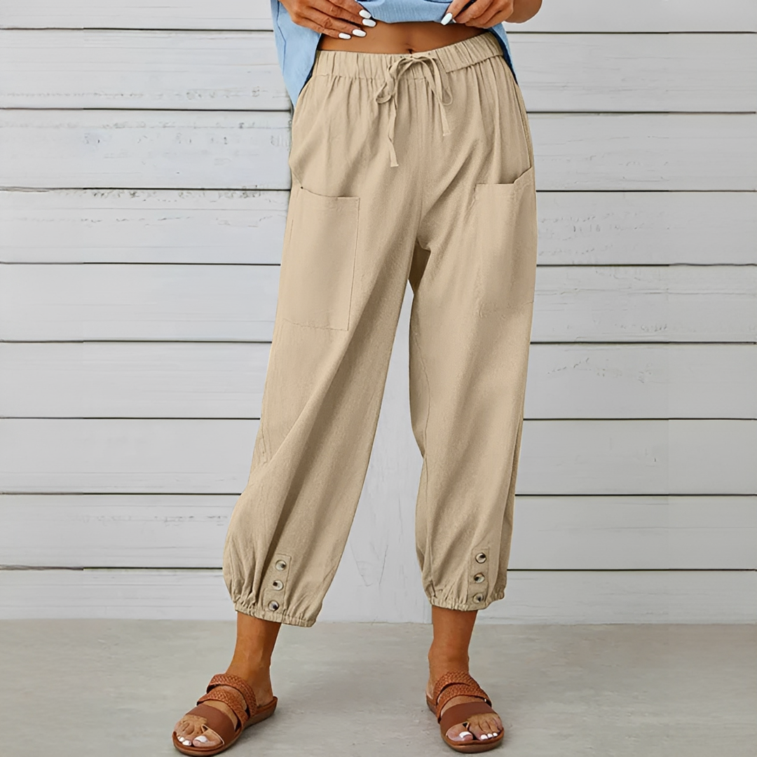 Damen Sommerhose Elegant Leicht Beige
