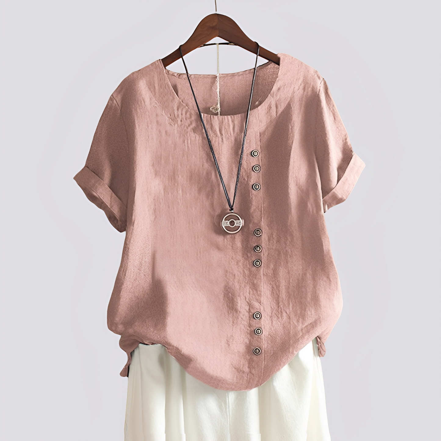 Damen Kurzarm-Shirt Bequem Baumwolle Weiß - Norvielle