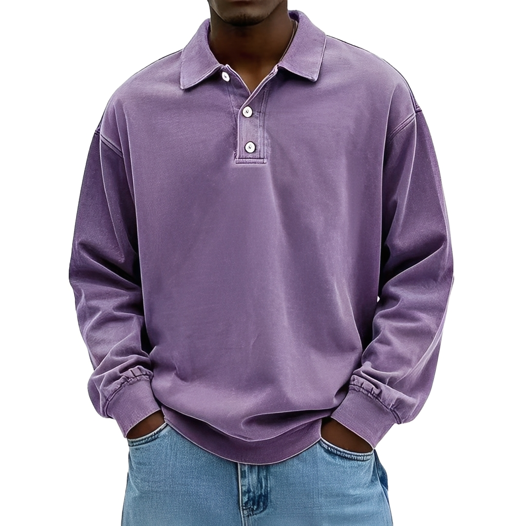 Lothaire Herren Langarm-Polo Vintage