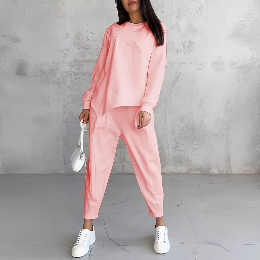 Damen Pullover Set Rundhals Hose