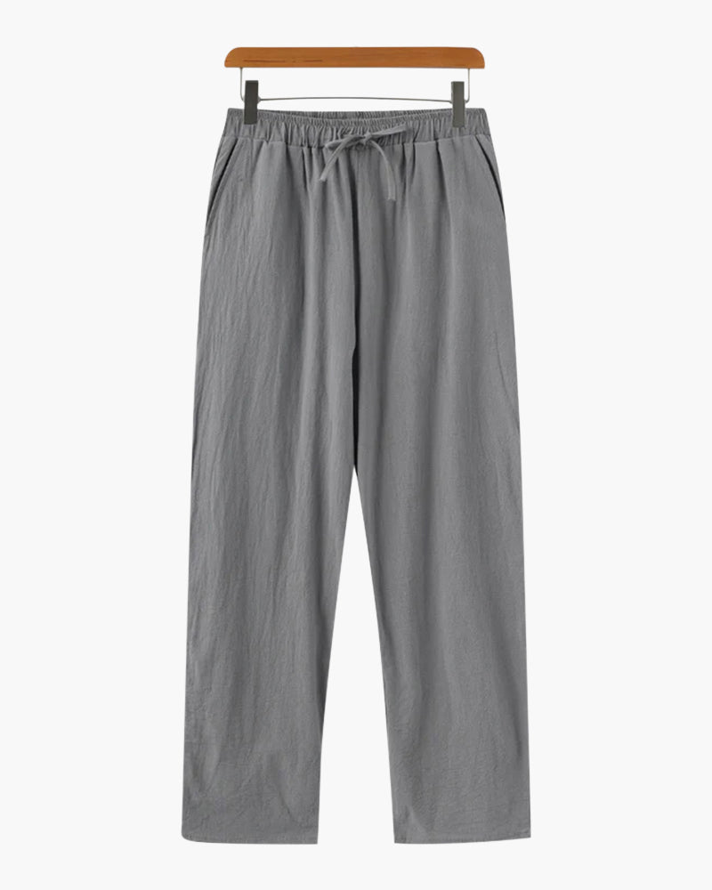 Herren Leinenhose Loose Fit mit Kordelzug Beige