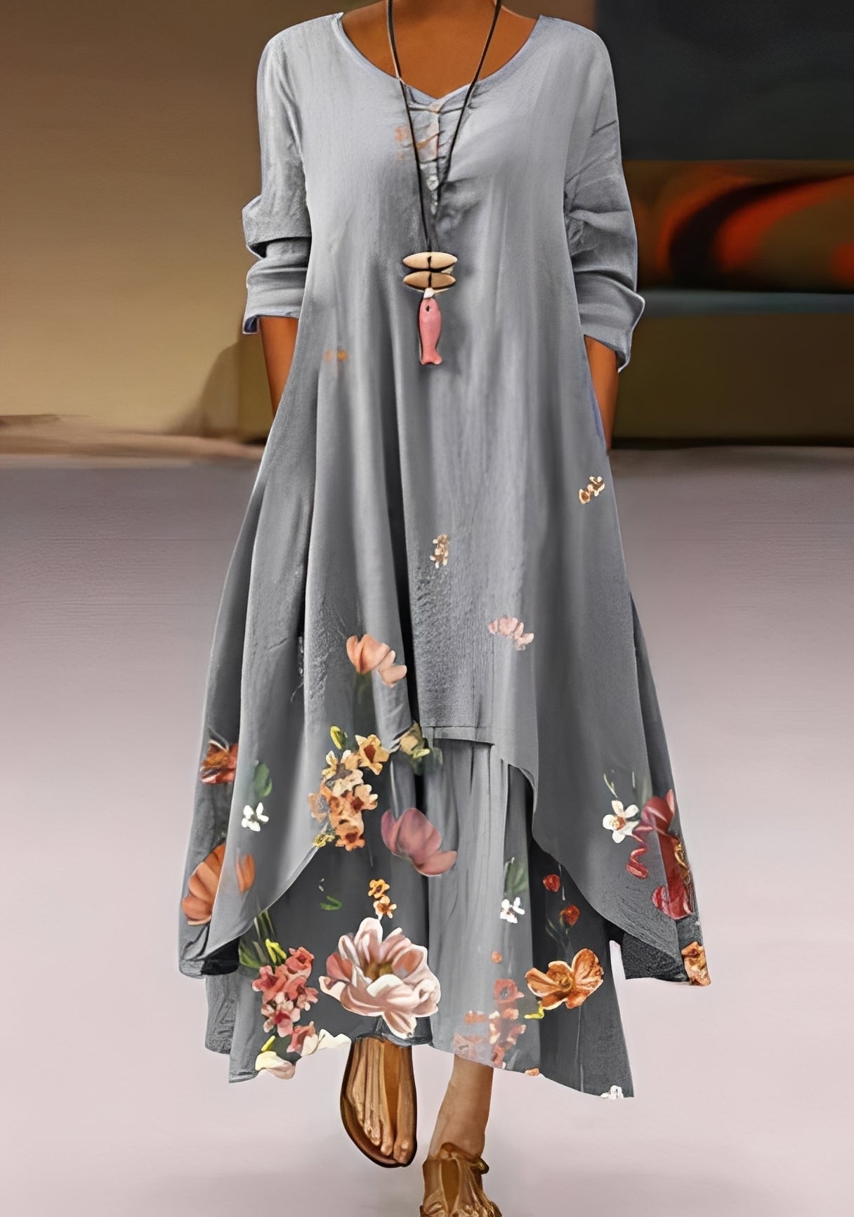Damenkleid mit Print Elegantes locker Fallendes Kleid