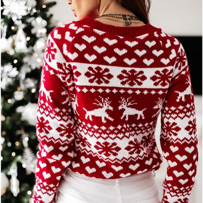 Rote Damen Strickpullover Weihnachten
