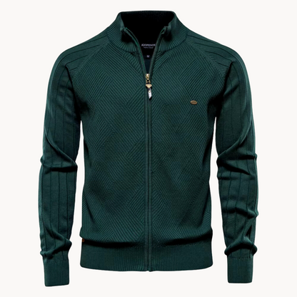 Herren Pulloverjacke Strukturiert Stehkragen Zip
