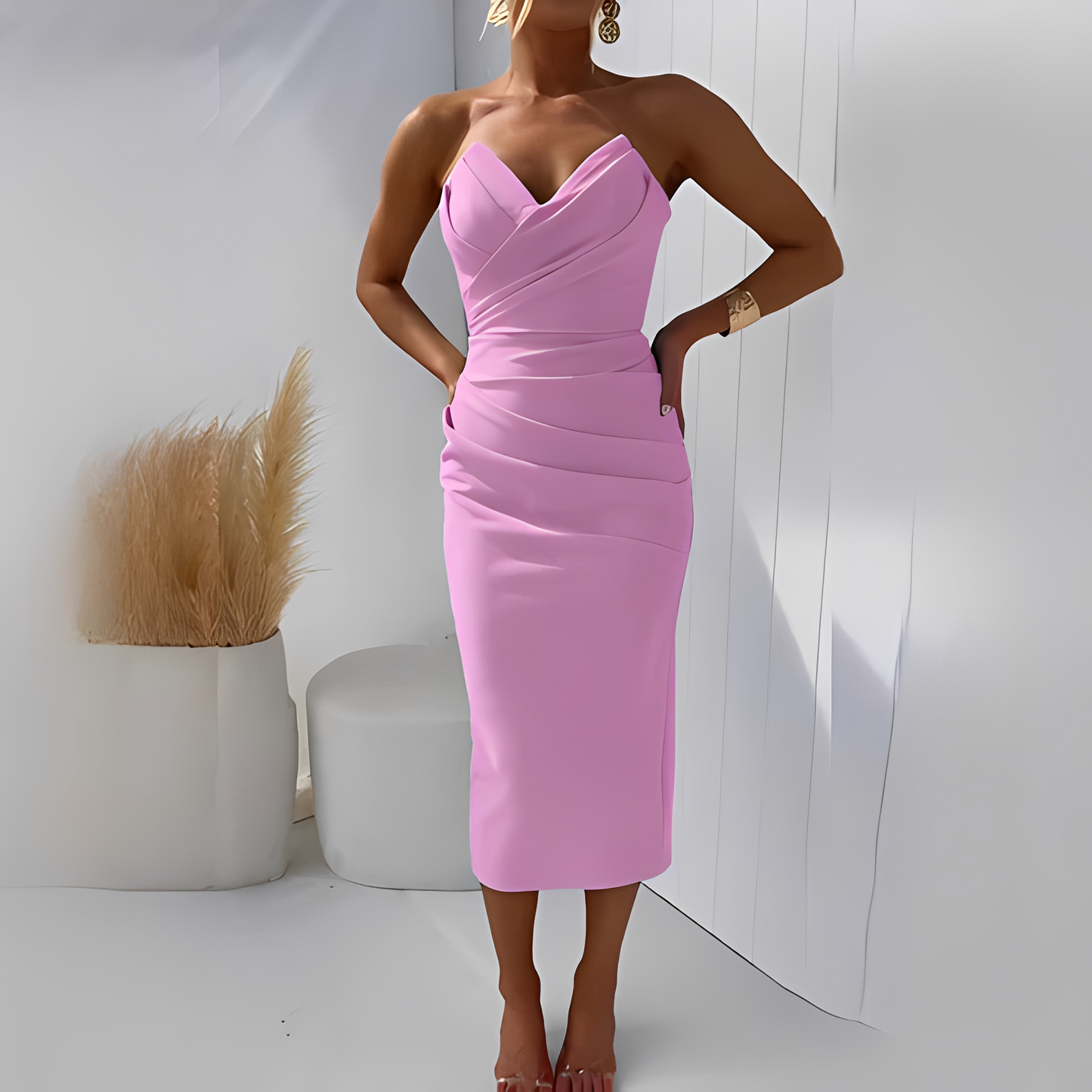 Damen Schulterfreies Kleid Elegant