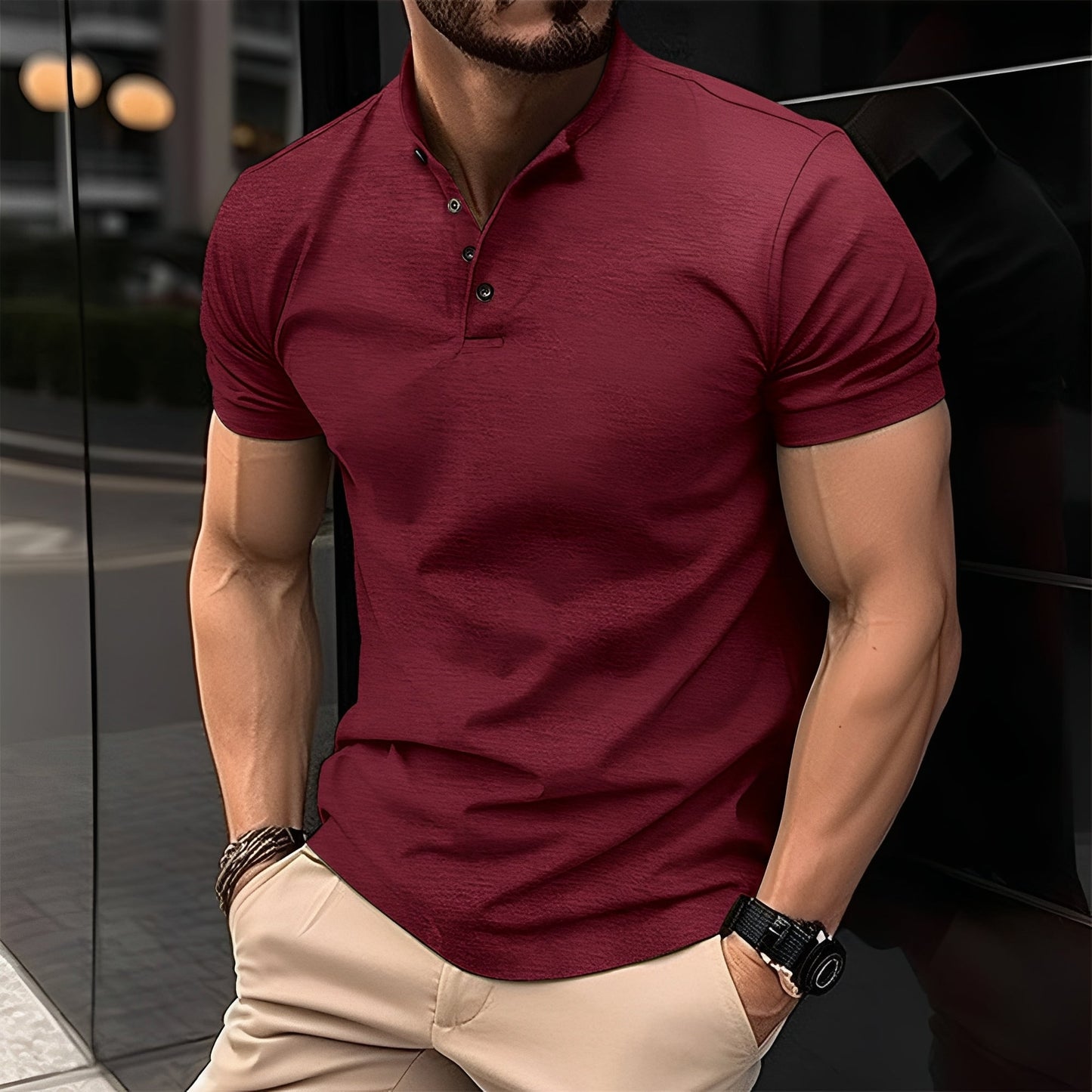 Herren Poloshirt mit Knöpfen Lässig