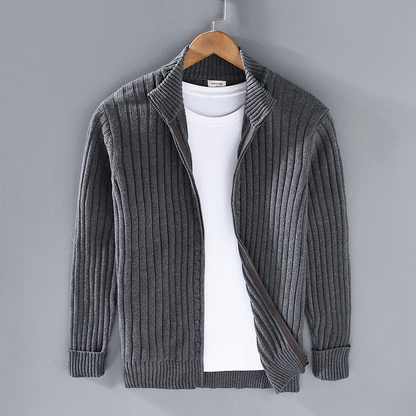 Herren Strickcardigan Reißverschluss Freizeit Grau