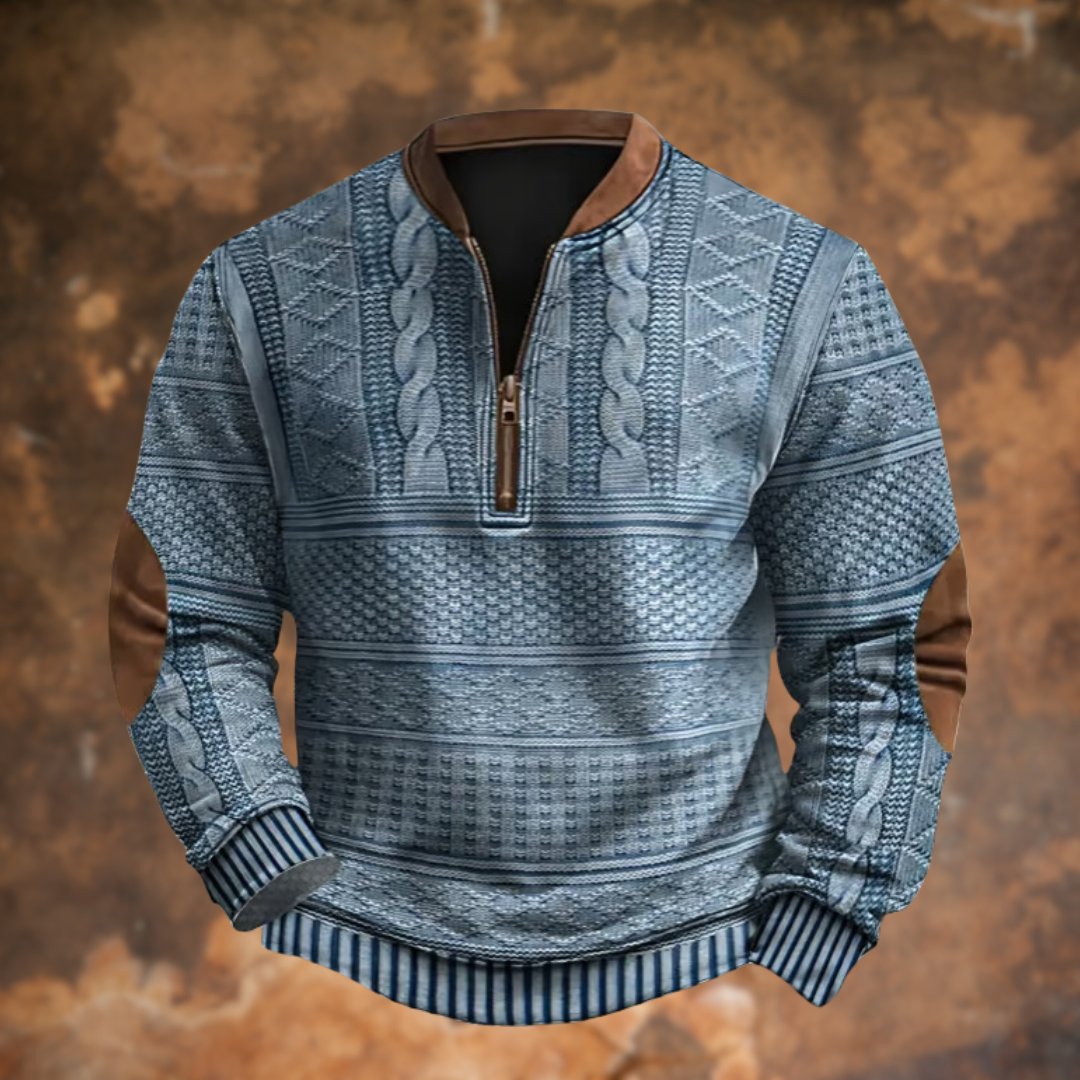 Strickpullover Mit Reißverschluss Gestrickt Musterdesign - Norvielle