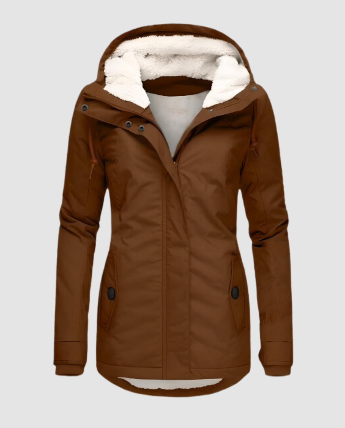 Damen Lange Gefütterte Winterjacke