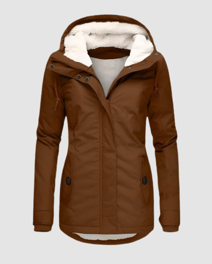 Damen Lange Gefütterte Winterjacke