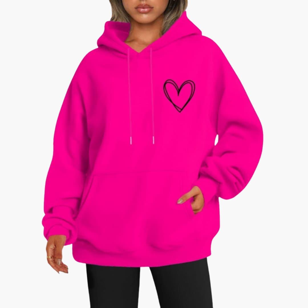 Damen Hoodie Kapuzenpullover Herzdruck
