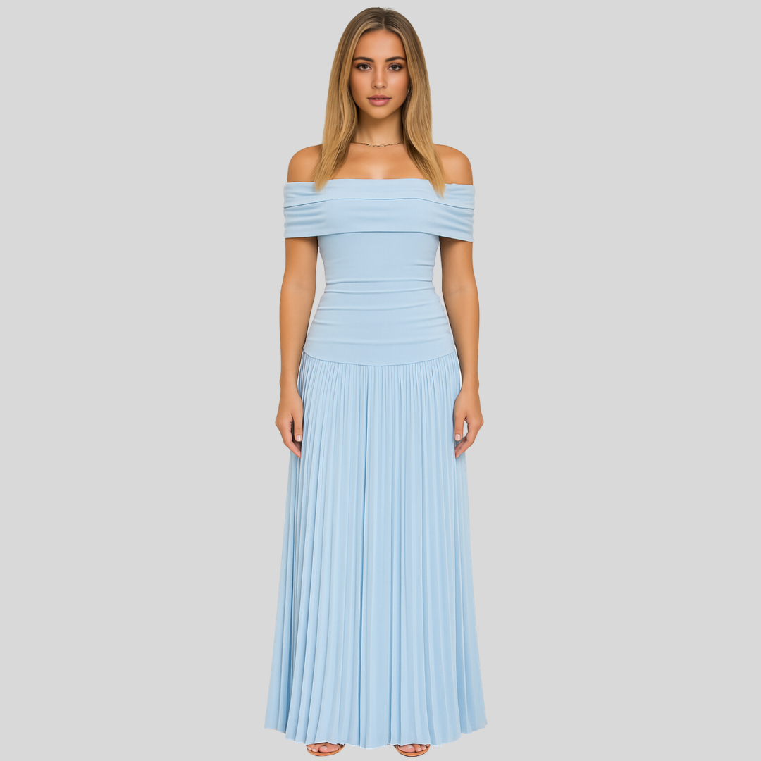 Damen Maxikleid Hochzeitsgast Gefaltet Weiß