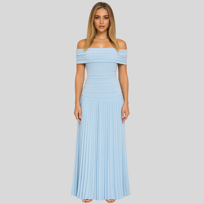 Damen Maxikleid Hochzeitsgast Gefaltet Weiß